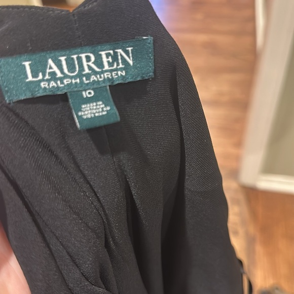 NWT Lauren Formal Classic Black Velvet Chevron Cocktail Dress Sz 10 Long Sleeves - Picture 8 of 8